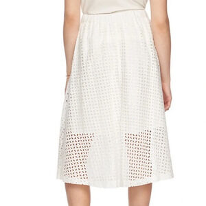 Elle White Midi A-Line Skirt with Cut Out Details